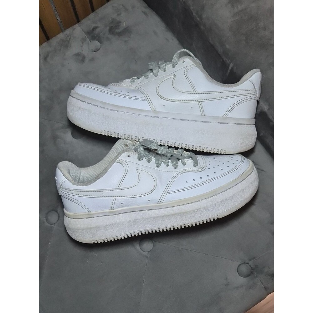 Y2K Nike Court Vision Triple White Alta Gray Mesh Low-Top Sneakers 8